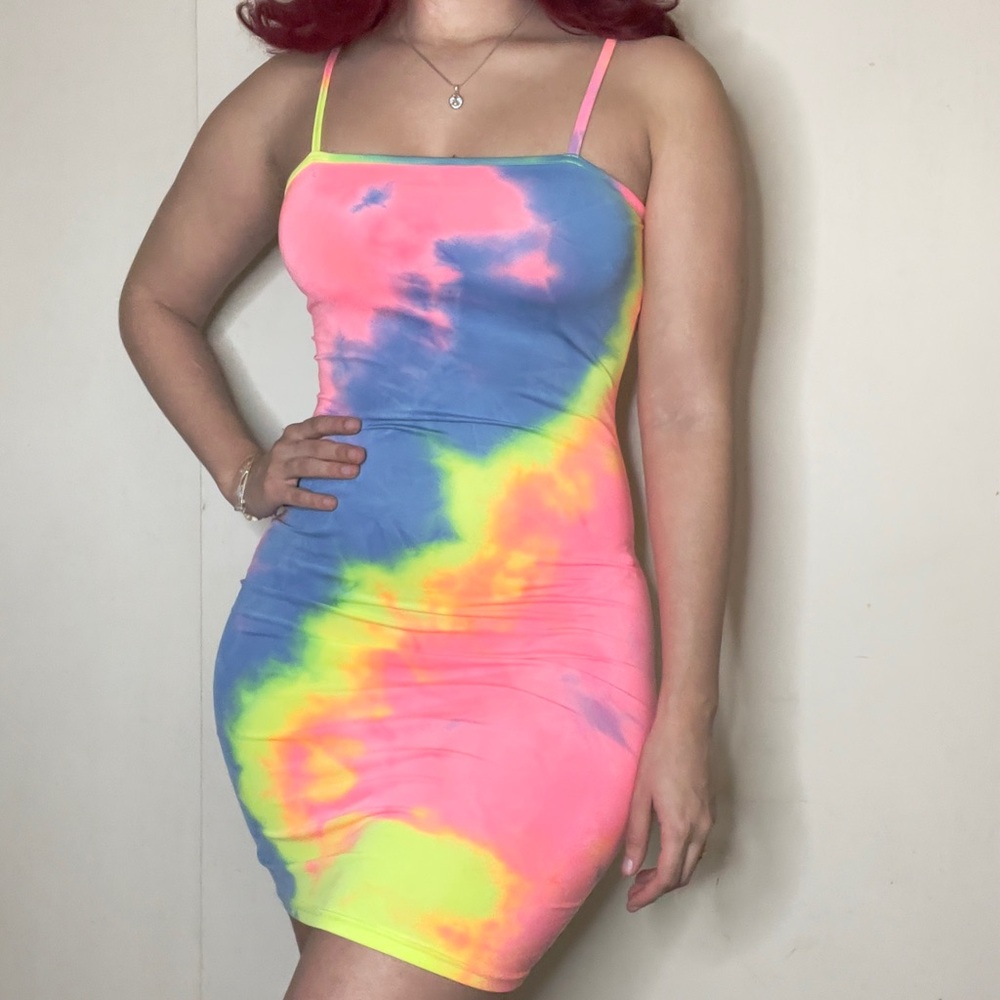 Vibrant Tie-Dye Spaghetti Strap Dress